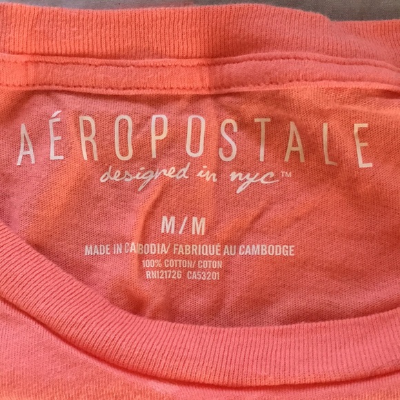 Salmon Aéropostale short sleeved shirt. - Picture 3 of 4